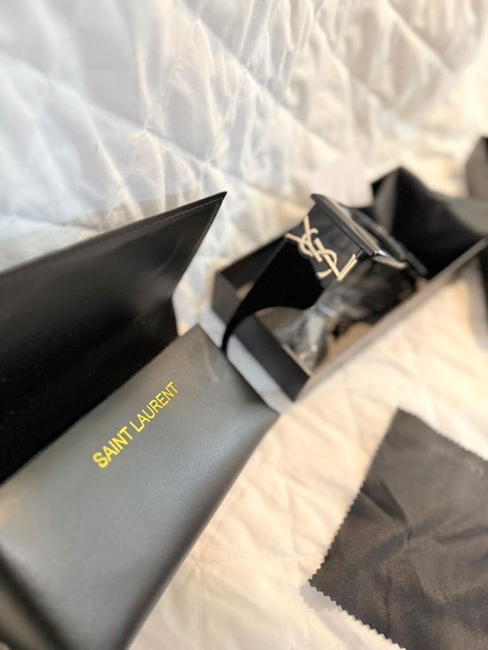 Yves Saint Laurent Black Oversized Square Sunglasses with Gold Chain Detail main image 8